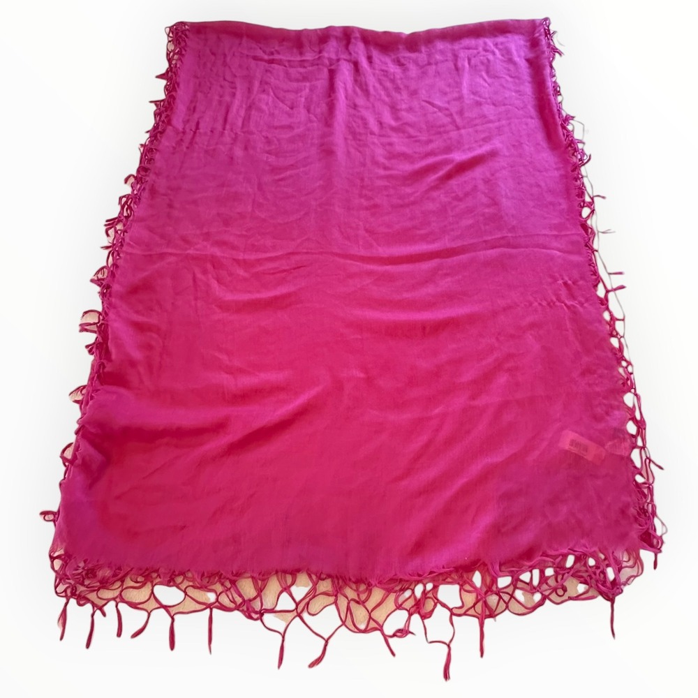 Natasha 82x30 Scarf Magenta Pink NEW Knotted Fringe Lightweight Wrap Pashmina